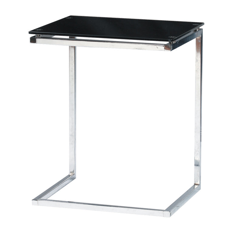 スタイリッシュなガラス天板のサイドテーブル/BK