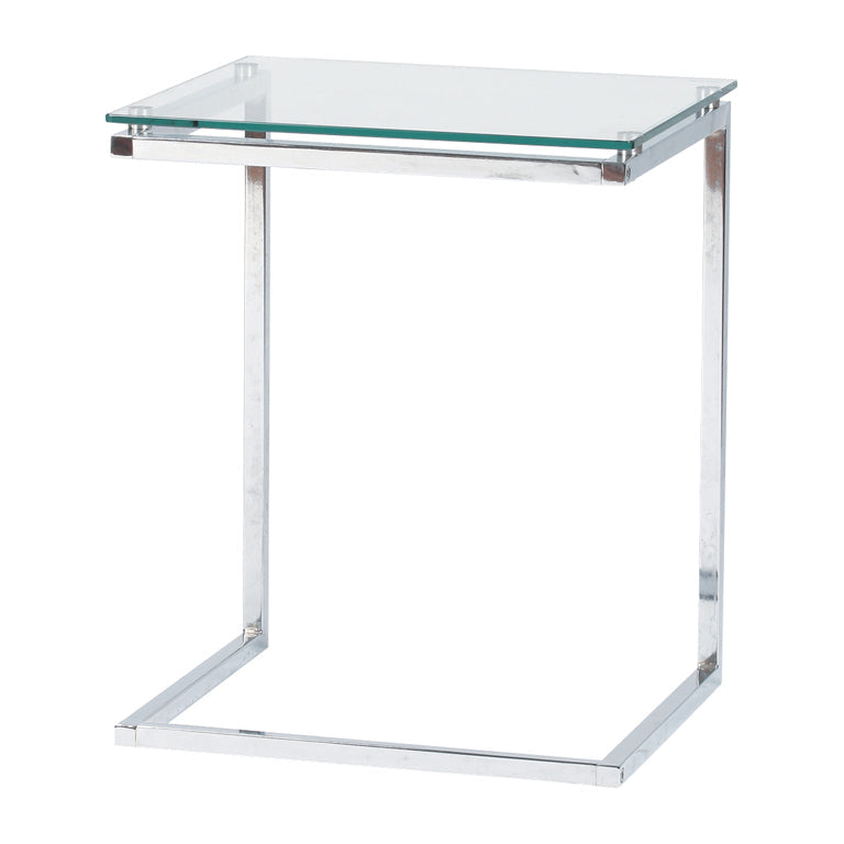 スタイリッシュなガラス天板のサイドテーブル/CL