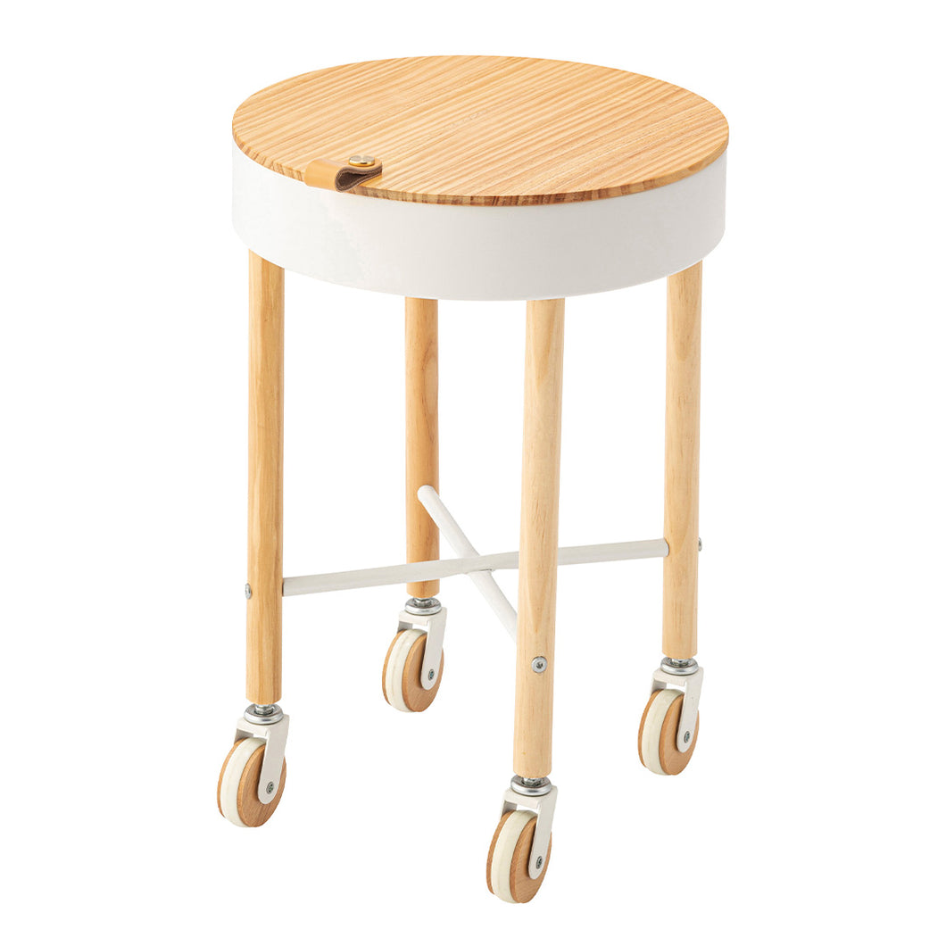 北欧風の天然木×ニュアンスカラーがやさしい収納付きサイドテーブル/WH